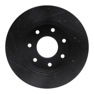 Ford F-150 Brake Rotor (1) - Front Right - R1 Concepts - Drilled & Slotted - Black - `04-`08